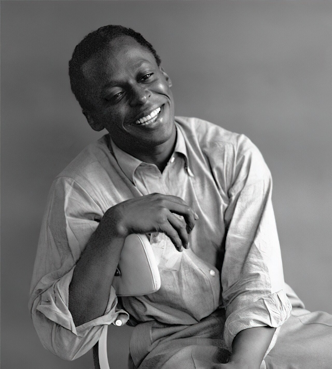 Portrait of Miles Davis photographed by Tom Palumbo.